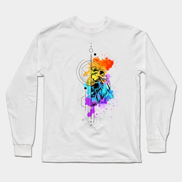 Lion Artwork Logo Long Sleeve T-Shirt by G-Art Swiss